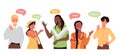 People say hello on different languages, global international communication concept