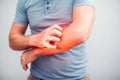 People scratch the itch with hand, Elbow, itching, Healthcare An