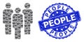 Distress People Round Seal and Recursive People Icon Collage