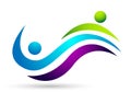 Swimming sea wave water wave winning swimming logo team work celebration wellness icon vector designs on white background Royalty Free Stock Photo