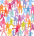 People seamless pattern. Crowd colorful illustration