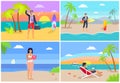 People by Seaside Freelance Vector Illustration Royalty Free Stock Photo