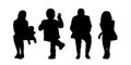 People seated outdoor silhouettes set 2