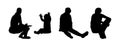 People seated outdoor silhouettes set 5