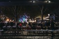 People at second hand book market in Southbank, London, in the evening Royalty Free Stock Photo