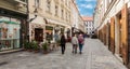 People in Sedlarska street in Old Town, Bratislava, Slovakia Royalty Free Stock Photo