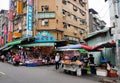 People sell foods on street at New Taipei district in Taipei, Taiwan