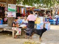 People sell souvenirs in Mandalay, Myanmar