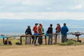 People sell souvenirs outdoors in front of the Erdene Zuu monastery in Kharkhorin, Mongolia. Royalty Free Stock Photo