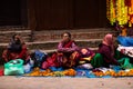 The people selling flowers during tihar for their livelihood