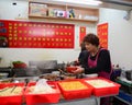 People selling foods at market in Alishan, Taiwan