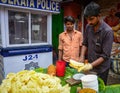 People selling fresh fruits at market in Kolkata, India Royalty Free Stock Photo