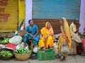 People selling fruits at local market in Gaya, India