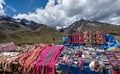 People selling rugs at La Raya market, Cusco, Peru Royalty Free Stock Photo