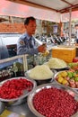 People selling snacks on street in Mandalay, Myanmar Royalty Free Stock Photo