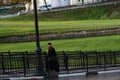 People in Sergiyev Posad, Russia, by the Trinity Sergius Lavra. Popular landmark. Royalty Free Stock Photo