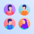 People set collection with man and woman moslem in circle with modern flat style