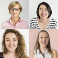 People Set of Diversity Women with Smiling Face Expression Royalty Free Stock Photo