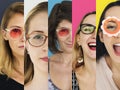 People Set of Diversity Women Wearing Eyeglasses Studio Collage Royalty Free Stock Photo