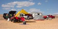 People setting up camp at lake powell on memorial day