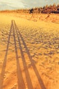 People shadows on sand beach Royalty Free Stock Photo