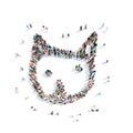 People in the shape of a cartoon cat. Royalty Free Stock Photo