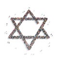 People in the shape of a Jewish star, religion