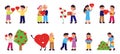 People sharing hearts. Giving heart, children and adults with love symbols. Donations and charity, volunteering. Support Royalty Free Stock Photo