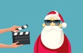 Professional Crew Filming a Christmas Movie Vector Cartoon Illustration
