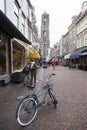 People shop in zadelstraat of city utrecht in the netherlands