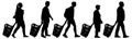 People with shopping baskets silhouette. Set of vector illustration