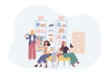 People shopping clothes in store. Diverse man, woman and couple choosing Royalty Free Stock Photo
