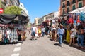 People shopping at El Rastro, the most popular open air market in Madrid Royalty Free Stock Photo