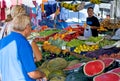 People shopping for Fruit and vegetables at market Royalty Free Stock Photo