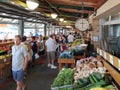 People shopping at Kansas city farmer market on weekend