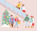 People in Shopping Mall preparing for Christmas and holiday celebrations spirit Royalty Free Stock Photo