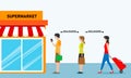 People shopping with safety distance. Social distance