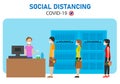 People shopping with safety distance. Social distance