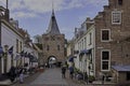 Shopping street and Vischpoort in fortified Elburg