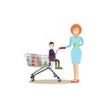 People shopping vector illustration in flat style Royalty Free Stock Photo