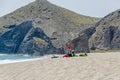 People shore of the Mediterranean beach on the beach of the dead of Almeria