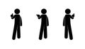 People show hand gestures, human silhouettes, stick figure, person icon