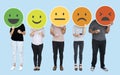 People showing various feeling expression emoticons Royalty Free Stock Photo