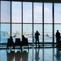 People silhouette at the airport terminal Royalty Free Stock Photo