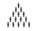 People silhouette in form of pyramid. Financial pyramid or hierarchy. Infection rate.