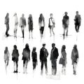 people silhouette isolated human person male female business black generative Ai