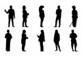 People silhouette standing, Vector lifestyle men and women set