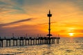 People silhouettes on Brighton Jetty at sunset Royalty Free Stock Photo
