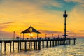 People silhouettes on Brighton Jetty at sunset Royalty Free Stock Photo