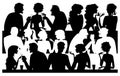 People silhouettes at cafe Royalty Free Stock Photo